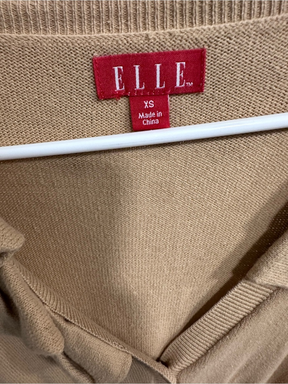 ELLE Camel Ruffle-Collar Button Cardigan - Picture 3 of 4